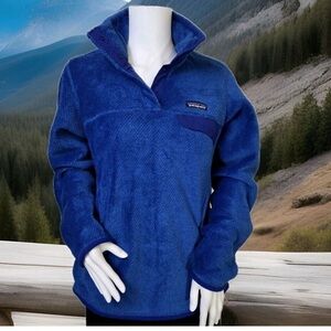 EUC XL Patagonia snap T retool royal blue fleece pullover hoodie sweatshirt xl